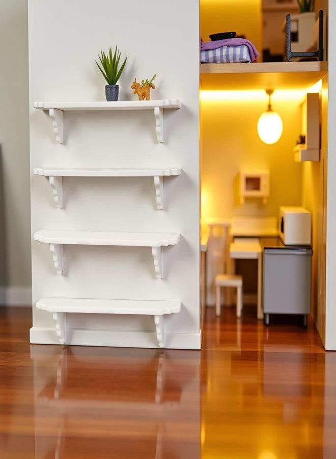 BWESOO 2Pcs White Dollhouse Wall Shelf, 1:12 Scale Miniature Storage Shelf for Kitchen Scene Decor Accessories - Image 3